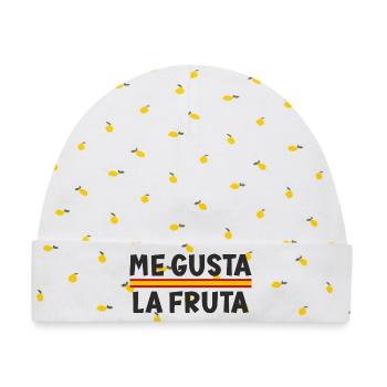 Ich mag Obst, Flagge Spaniens - Baby Premium Organic Mütze - Weiß/Zitronengelb - Vorne