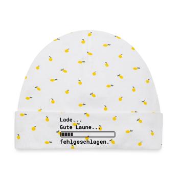 Lade Gute Laune - Baby Premium Organic Mütze - Weiß/Zitronengelb - Vorne