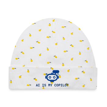 AI is My Copilot - Tech-KI-Design in Blau - Baby Premium Organic Mütze - Weiß/Zitronengelb - Vorne