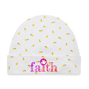 Faith - Baby Premium Organic Mütze - Weiß/Zitronengelb - Vorne