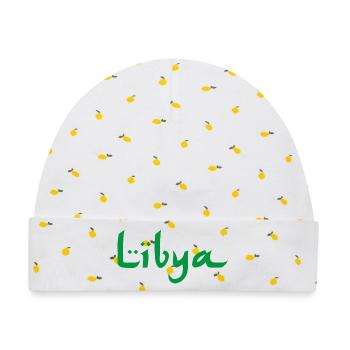 Libya Libyen - Baby Premium Organic Mütze - Weiß/Zitronengelb - Vorne