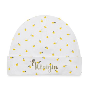Königin - Baby Premium Organic Mütze - Weiß/Zitronengelb - Vorne