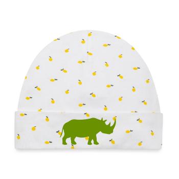  Nashorn Silhouette - Baby Premium Organic Mütze - Weiß/Zitronengelb - Vorne