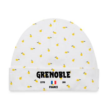 Grenoble, Frankreich, Champ/Grenoble, Frankreich - Baby Premium Organic Mütze - Weiß/Zitronengelb - Vorne