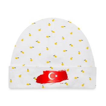 Türkische Flagge Pinselstrich - Baby Premium Organic Mütze - Weiß/Zitronengelb - Vorne