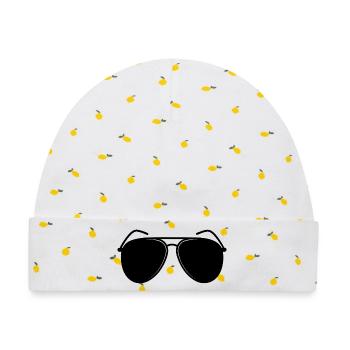 Sonnenbrille - Baby Premium Organic Mütze - Weiß/Zitronengelb - Vorne