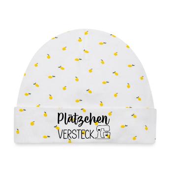 Plätzchen Versteck - Baby Premium Organic Mütze - Weiß/Zitronengelb - Vorne