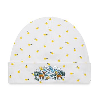 Berge Wald Reh Panorama - Baby Premium Organic Mütze - Weiß/Zitronengelb - Vorne
