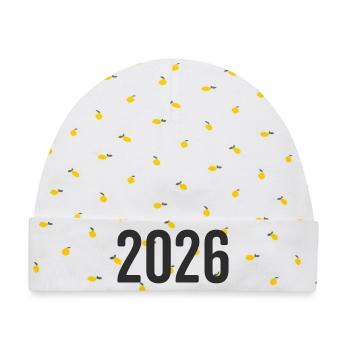 2026 Silvester Jahreszahl - Baby Premium Organic Mütze - Weiß/Zitronengelb - Vorne