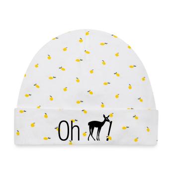 Oh dear DEER - Baby Premium Organic Mütze - Weiß/Zitronengelb - Vorne