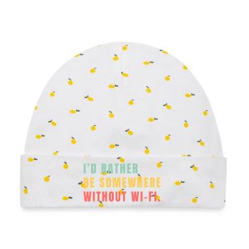 I'd Rather Be Somewhere Without Wi-Fi - Baby Premium Organic Mütze - Weiß/Zitronengelb - Vorne
