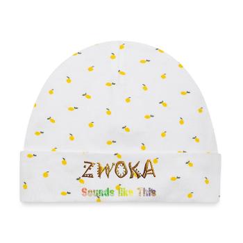ZWOKA Goldtextur Glyphs - Baby Premium Organic Mütze - Weiß/Zitronengelb - Vorne