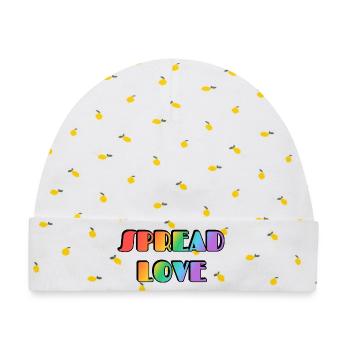 Spread Love Regenbogentypografie - Baby Premium Organic Mütze - Weiß/Zitronengelb - Vorne