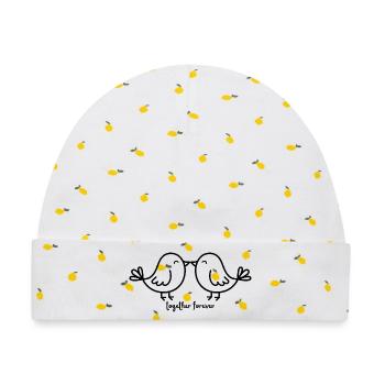 together forever Bird - Baby Premium Organic Mütze - Weiß/Zitronengelb - Vorne