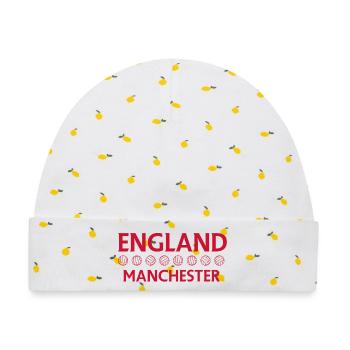 Manchester England Fußball-Emblem - Baby Premium Organic Mütze - Weiß/Zitronengelb - Vorne
