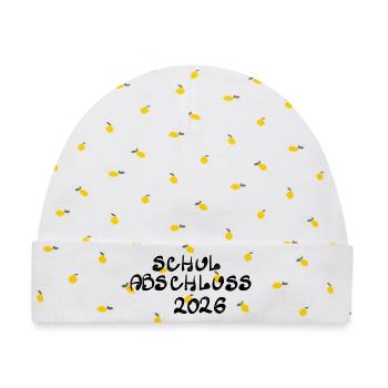 Schulabschluss 2026 - Baby Premium Organic Mütze - Weiß/Zitronengelb - Vorne