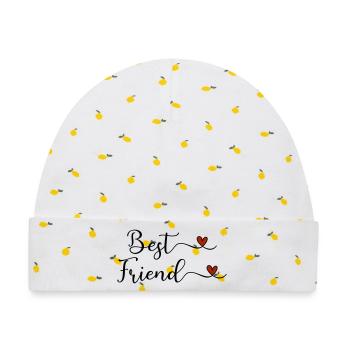 Best Friend - Baby Premium Organic Mütze - Weiß/Zitronengelb - Vorne