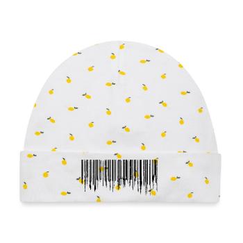 Barcode - Black - Baby Premium Organic Mütze - Weiß/Zitronengelb - Vorne