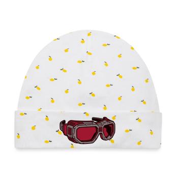 Sportbrille Schutzbrille Icon - Baby Premium Organic Mütze - Weiß/Zitronengelb - Vorne