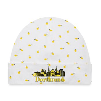 Dortmund Skyline Design Schwarz Gelb - Baby Premium Organic Mütze - Weiß/Zitronengelb - Vorne
