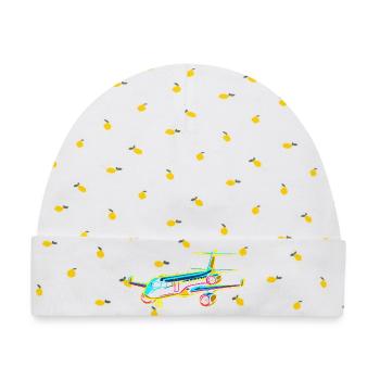Flugzeug Comic Stil - Baby Premium Organic Mütze - Weiß/Zitronengelb - Vorne