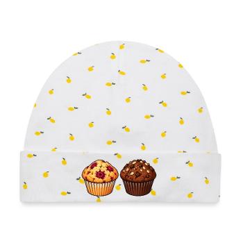 Muffin-Duo Himbeer Schoko - Baby Premium Organic Mütze - Weiß/Zitronengelb - Vorne