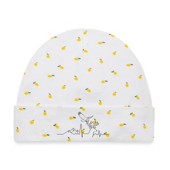 Desert Stag Line Art Silhouette - Baby Premium Organic Mütze - Weiß/Zitronengelb - Vorne