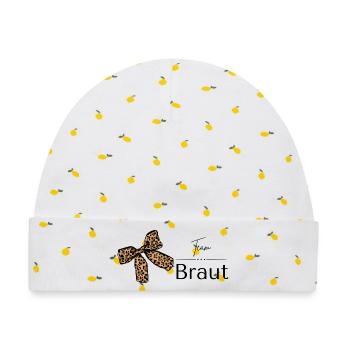 Team Braut T-Shirt, JGA Shirt, JGA Zubehör - Baby Premium Organic Mütze - Weiß/Zitronengelb - Vorne
