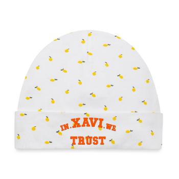 Xavi Wir vertrauen Graphic Tee - Baby Premium Organic Mütze - Weiß/Zitronengelb - Vorne