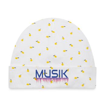 Musik Drip Neon Logo - Baby Premium Organic Mütze - Weiß/Zitronengelb - Vorne