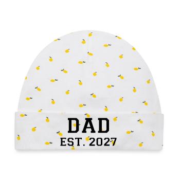 Dad Est 2027 - Baby Premium Organic Mütze - Weiß/Zitronengelb - Vorne