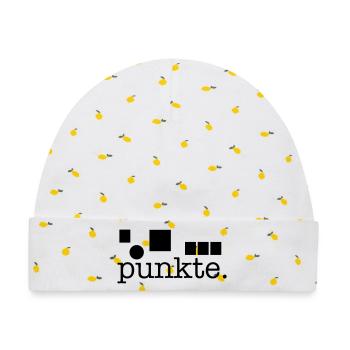 Punkte. - Baby Premium Organic Mütze - Weiß/Zitronengelb - Vorne