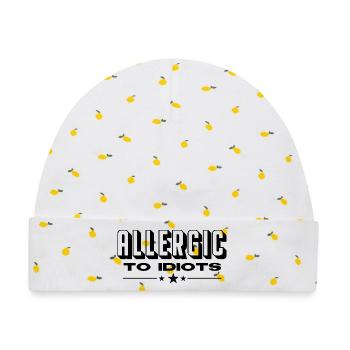 ALLERGIC TO IDIOTS Frauen und Männer T-Shirts - Baby Premium Organic Mütze - Weiß/Zitronengelb - Vorne