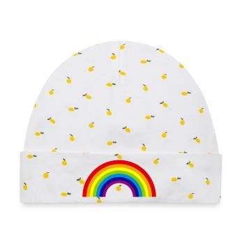 regenbogen - Baby Premium Organic Mütze - Weiß/Zitronengelb - Vorne