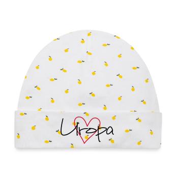 Uropa Herz Liebe Geschenk werdender Uropa - Baby Premium Organic Mütze - Weiß/Zitronengelb - Vorne