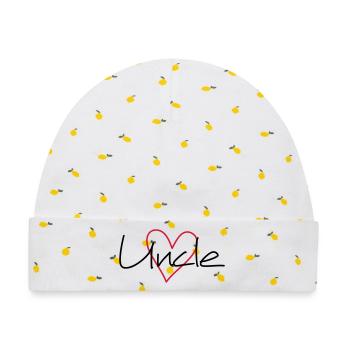 Uncle Herz - Baby Premium Organic Mütze - Weiß/Zitronengelb - Vorne