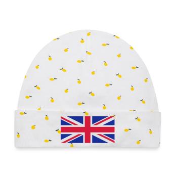 Britische Flagge - Baby Premium Organic Mütze - Weiß/Zitronengelb - Vorne