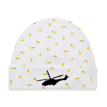 Hubschrauber - Baby Premium Organic Mütze - Weiß/Zitronengelb - Vorne