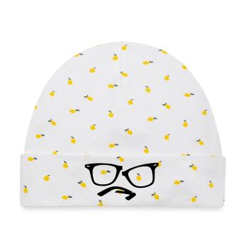 brille nerdbrille hipster - Baby Premium Organic Mütze - Weiß/Zitronengelb - Vorne