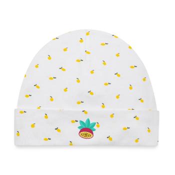 Maracuja Illustration – Sommer Frucht Motiv - Baby Premium Organic Mütze - Weiß/Zitronengelb - Vorne