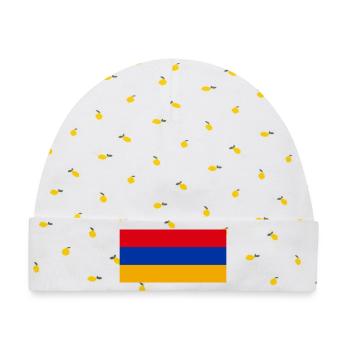 Aufkleber Flagge von Armenien Aufkleber Fahne Armenien - Baby Premium Organic Mütze - Weiß/Zitronengelb - Vorne
