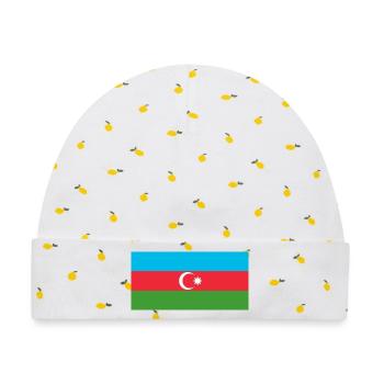 Aufkleber Flagge von Aserbaidschan Aufkleber Aserbaidschan - Baby Premium Organic Mütze - Weiß/Zitronengelb - Vorne