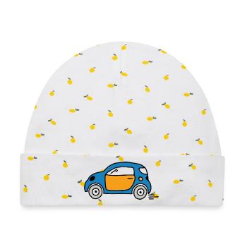 Auto - Baby Premium Organic Mütze - Weiß/Zitronengelb - Vorne