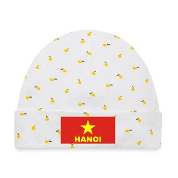 Hanoi Stadt in vietnamesischer Flagge - Baby Premium Organic Mütze - Weiß/Zitronengelb - Vorne