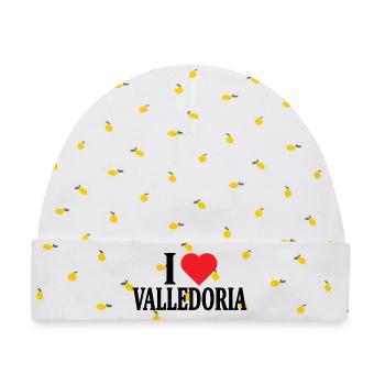 T-Shirt Io amo Valledoria T-Shirt Sardinien - Baby Premium Organic Mütze - Weiß/Zitronengelb - Vorne
