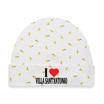 T-Shirt Ich liebe Villa Sant Antonio Sardinien - Baby Premium Organic Mütze - Weiß/Zitronengelb - Vorne