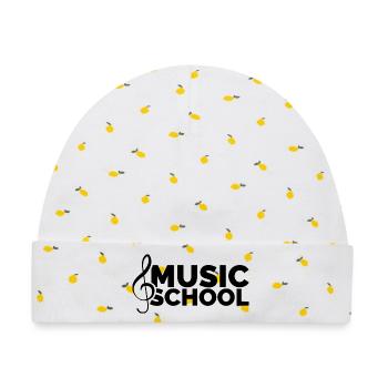 Musikschule Symbol Notenschlüssel Noten Musiker - Baby Premium Organic Mütze - Weiß/Zitronengelb - Vorne