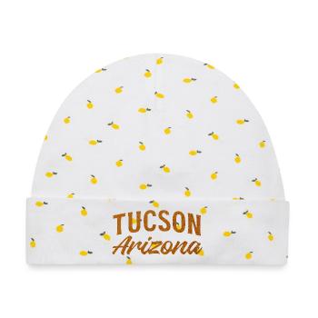 Tucson Arizona Rustic Script - Baby Premium Organic Mütze - Weiß/Zitronengelb - Vorne