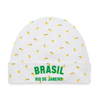 RIO DE JANEIRO, BRAZIL - Baby Premium Organic Mütze - Weiß/Zitronengelb - Vorne