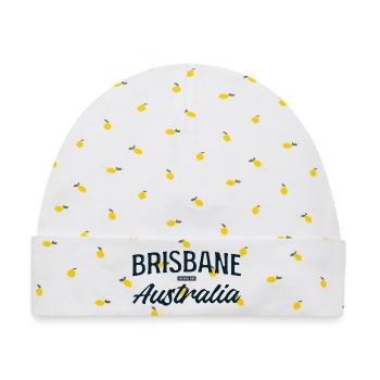 Brisbane Australia Script - Baby Premium Organic Mütze - Weiß/Zitronengelb - Vorne